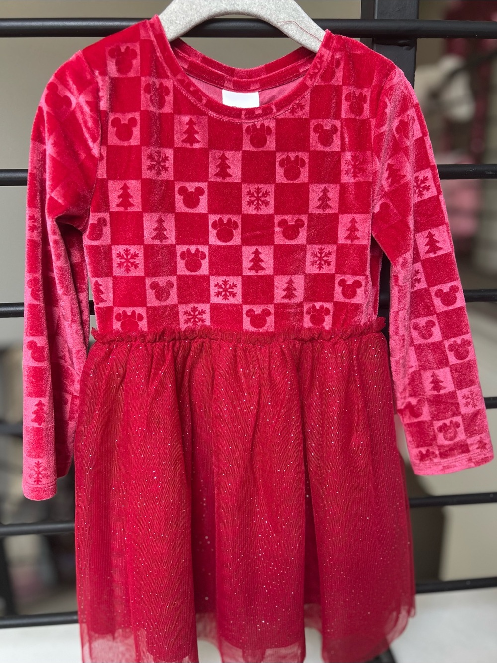 Girls' Disney Red Velvet Holiday Tulle Dress
